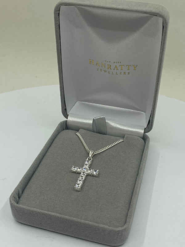 Cubic Zirconia Cross Pendant - Sterling Silver