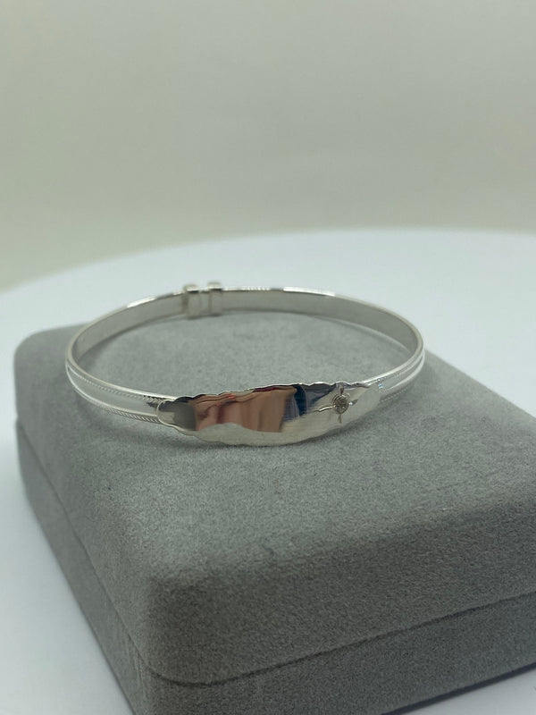 Clear Cubic Zirconia Stone Bangle - Sterling Silver