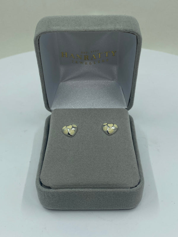 White Heart Stud Earrings - Sterling Silver