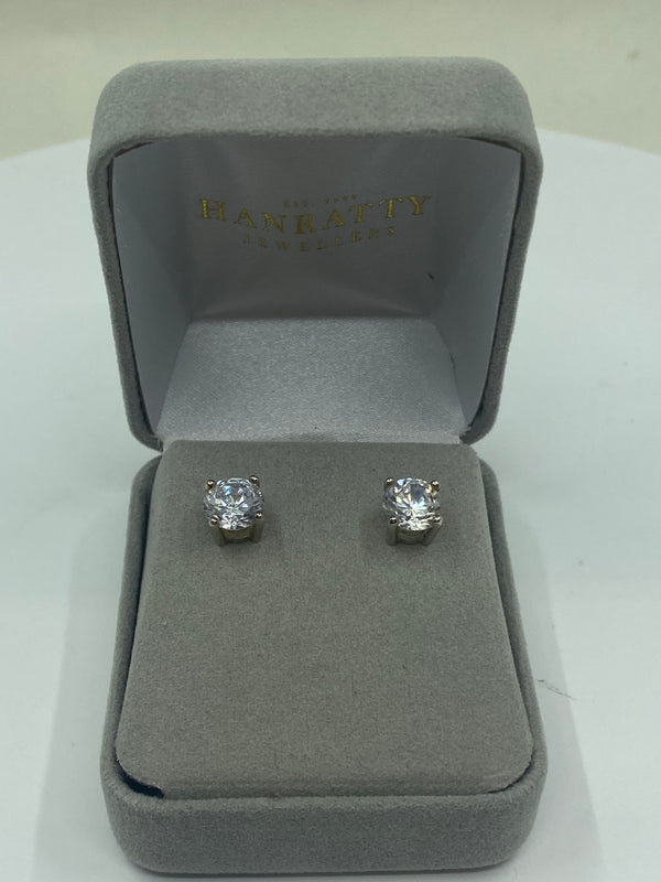 Cubic Zirconia Stud Earrings - Argentium Silver
