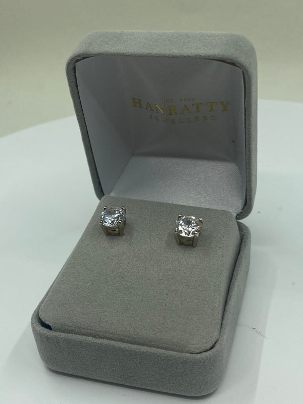 Cubic Zirconia Stud Earrings - Argentium Silver
