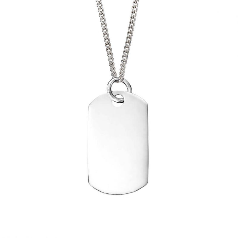 Dog Tag Pendant Silver Personalised Engraved