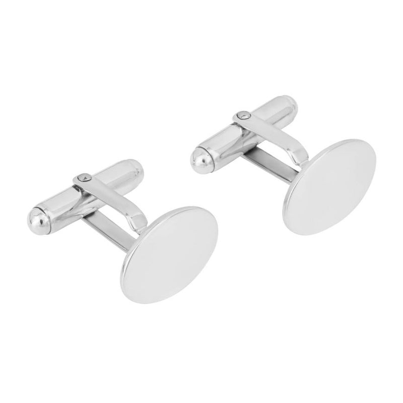 Plain Oval Cufflinks Silver