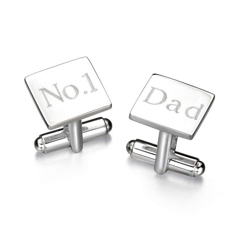 Solid Square Cufflinks Personalised Engraved Engrave No.1 Dad