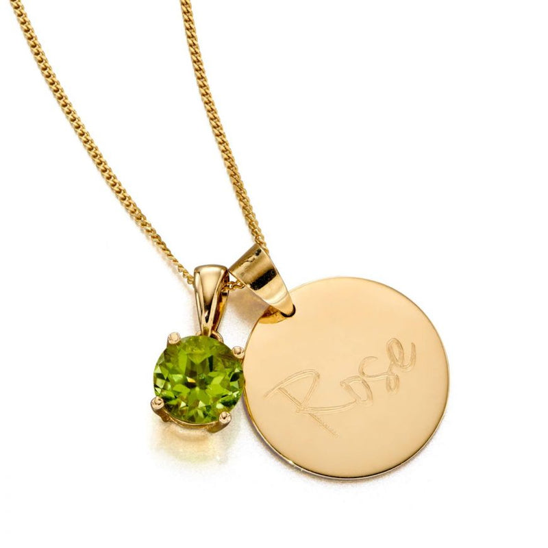 Engravable Disc Pendant Personalised - 9ct Yellow Gold