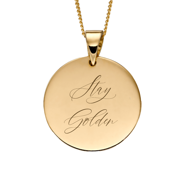 Engravable Disc Pendant Personalised - 9ct Yellow Gold