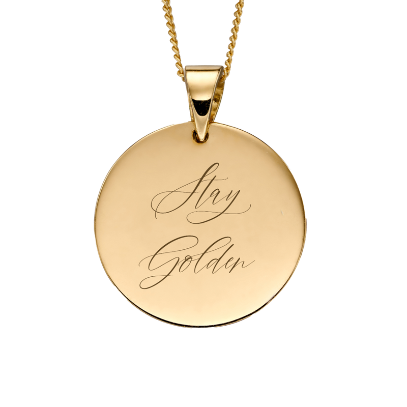 Engravable Disc Pendant Personalised - 9ct Yellow Gold