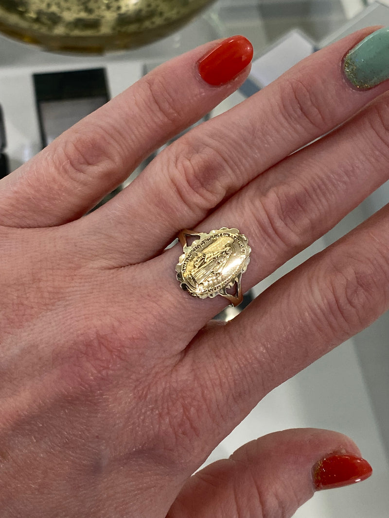 Miraculous Medal Ring - 9ct Gold