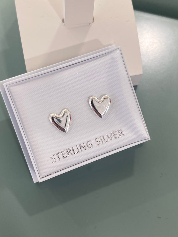 Silver Heart Stud Earrings