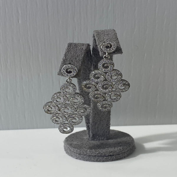 Pave Set CZ Drop Earrings