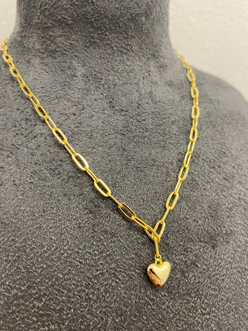 Paperclip Heart Necklace - Silver Gold Plated