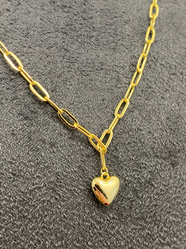 Paperclip Heart Necklace - Silver Gold Plated