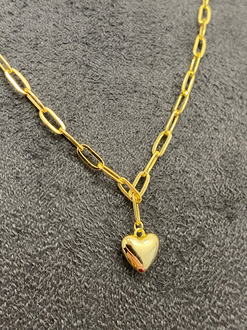 Paperclip Heart Necklace - Silver Gold Plated