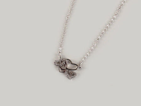 CZ Hearts Necklace - Sterling Silver