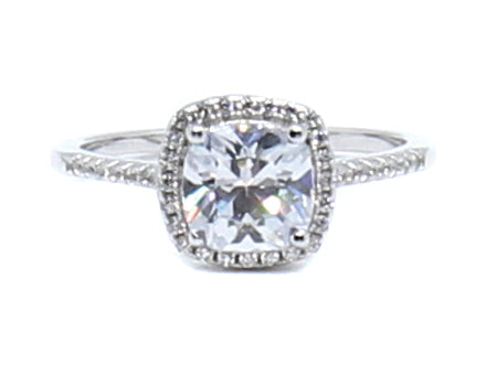 Cushion Cut CZ Ring - Sterling Silver