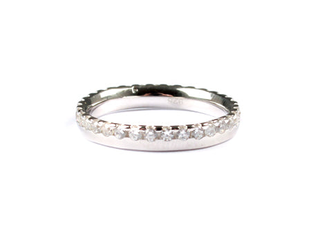 Wedding Band CZ Ring - Sterling Silver