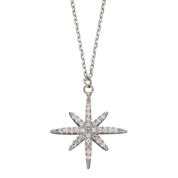 Pave Set CZ Starburst Necklace