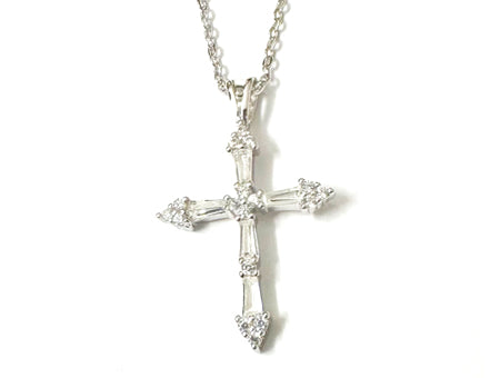 Cross CZ Necklace - Sterling Silver