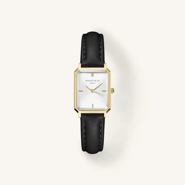 Octagon XS Black Leather Ladies Watches - Rosefield