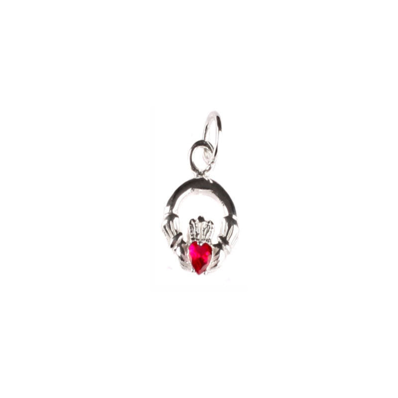 Ruby Claddagh Pendant - Sterling Silver