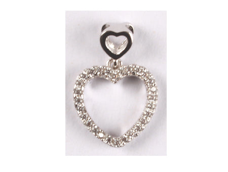 Heart CZ Stud Pendant - Sterling Silver