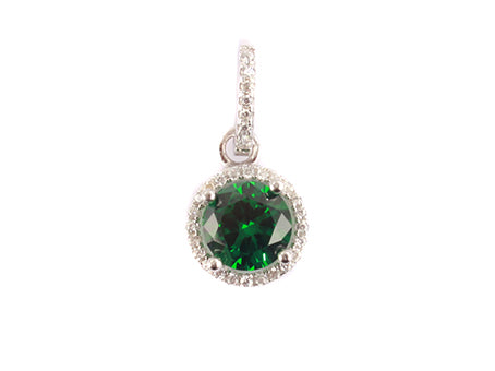 Round CZ Pendant - Sterling Silver