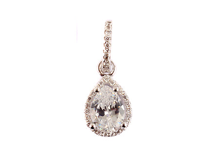 Teardrop CZ Pendant - Sterling Silver