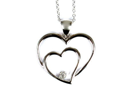 Double Heart CZ Pendant - Sterling Silver/Gold Plated