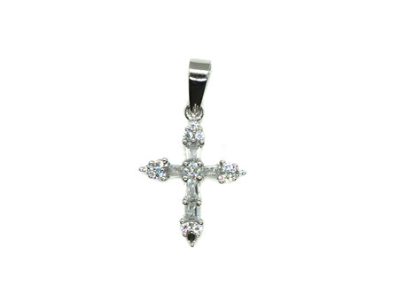 Cross CZ Pendant - Sterling Silver