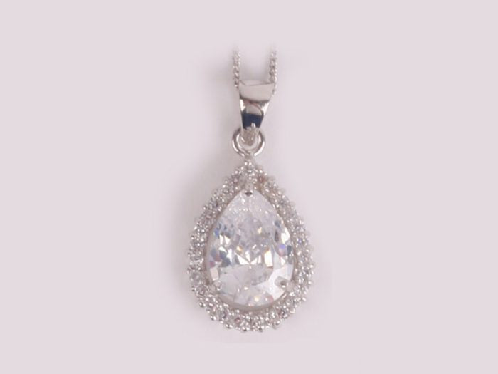 Clear CZ Pendant - Sterling Silver