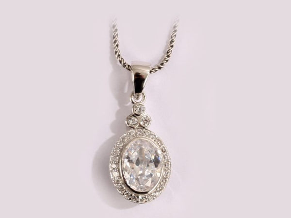 Round CZ Pendant - Sterling Silver