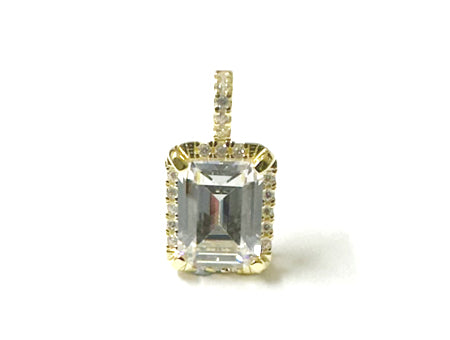 Square Cut CZ Pendant - Sterling Silver Gold Plated