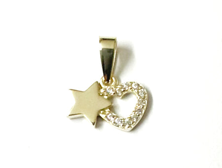 Heart & Star CZ Pendant - Sterling Silver/ Silver Gold Plated
