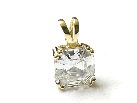 Square Cut CZ Pendant - Sterling Silver/Gold Plated