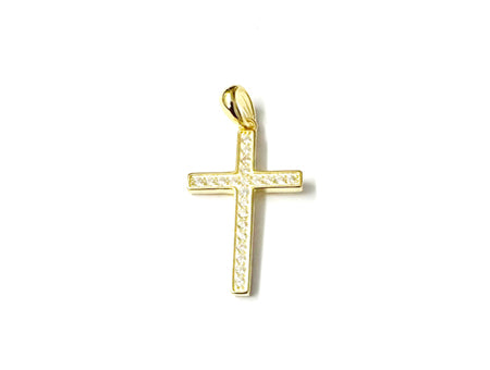 Cross CZ Necklace - Sterling Silver Gold Plated