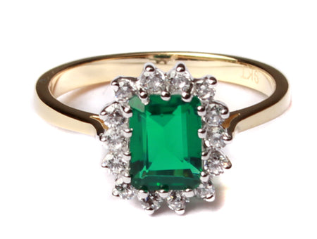 Emerald CZ Ring - 9ct Yellow Gold