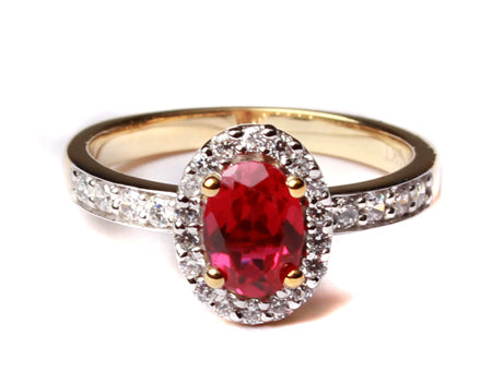 Ruby & Cubic Zirconia Ring - 9ct Yellow Gold