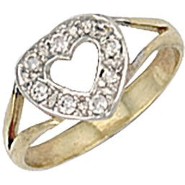 CZ Heart Baby Ring - 9ct Gold