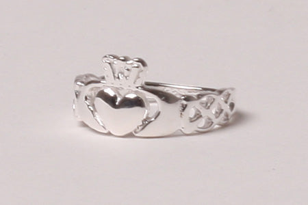 Ladies H/W Claddagh & Celtic Ring - Sterling Silver
