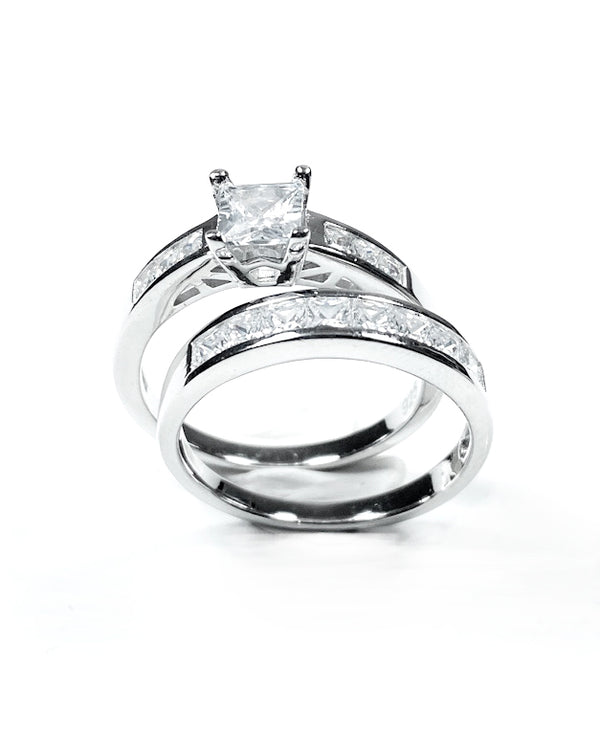Double CZ Ring Set - Sterling Silver