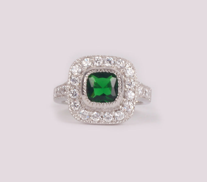 Emerald CZ Ring - Sterling Silver