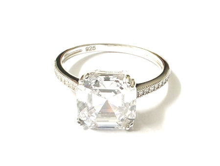 Princess Cut CZ Ring - Sterling Silver