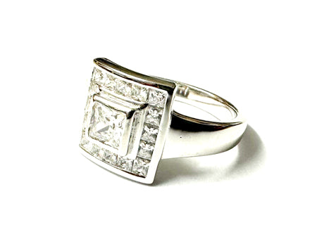 Square CZ Ring - Sterling Silver