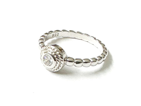 Round CZ Ring - Sterling Silver