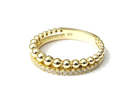 Bubble CZ Band Ring - Sterling Silver Gold Plated