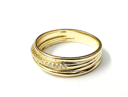 CZ Band Ring - Sterling Silver Gold Plated