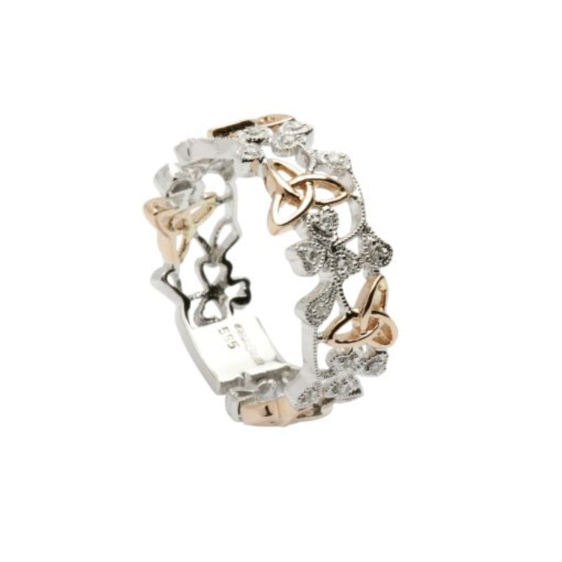 Trinity And Shamrock Cz Ring - Sterling Silver