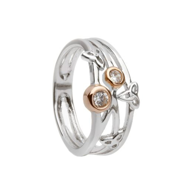 Round CZ Trinity Ring - Sterling Silver
