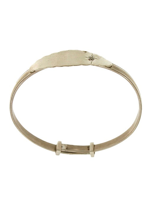 Clear Stone Baby Bangle - Sterling Silver