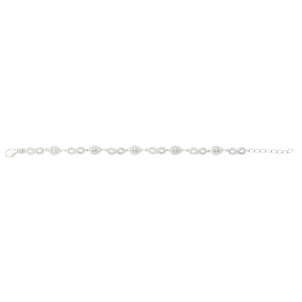 Cubic Zirconia Teardrop & Infinity Bracelet - Silver